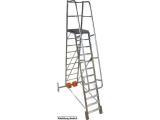 verrijdbare treden-platformladder,eenzijdig,8trede(n),stand H 1,9m - 3