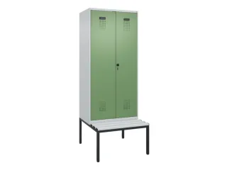 locker met bank,voor scheiding van kleding,HxBxD 2120x800x815mm,2vak - 2