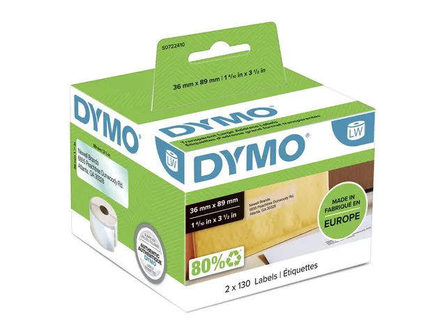 Etiket Dymo 99013 Labelprint Eurolabel 36x89mm Transparant S0722410