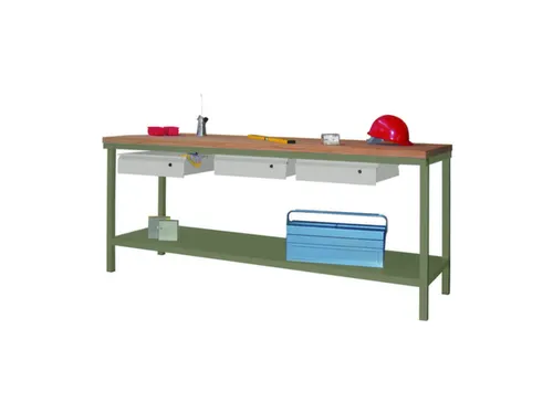 werkbank,HxBxD 900x2000x700mm,onderstel/romp RAL6011,front RAL7035