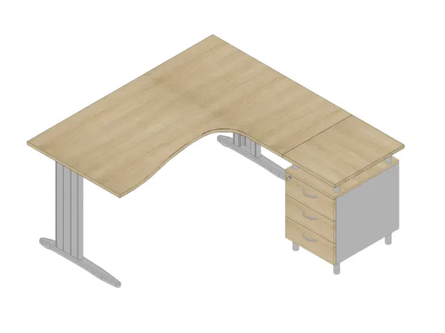 bureauset bureau staand ladeblok rechts 730x1600x1650mm C-voet eiken