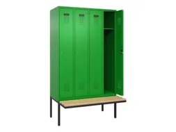 locker met bank,HxBxD 2120x1200x815mm,4vak,vak B 300mm,cilinderslot