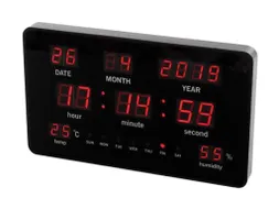 Digitale wandklok Zwart LED-display 37.5x25.5cm