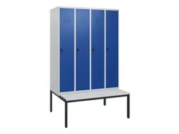 locker met bank,HxBxD 1950x1200x815mm,4vak,vak B 300mm,draaigrendel