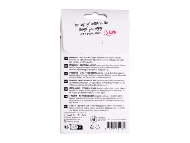 Fineliner Sakura Pigma Micron Black Edition set à 6 breedtes + gratis