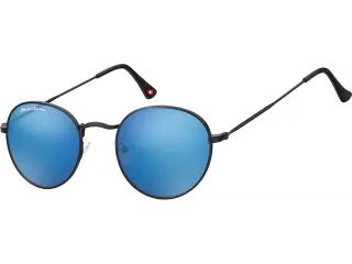 Zonnebril Montana met Revo blauw rond glas metaal mat zwart - 1