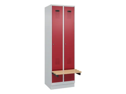 locker met bank,HxBxD 1950x600x815mm,2vak,vak B 300mm,cilinderslot