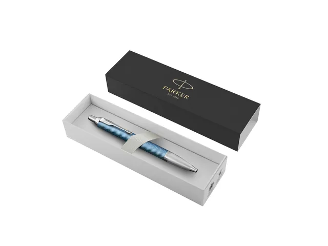Balpen Parker IM Premium Grey Blue CT Medium Blauwe inkt