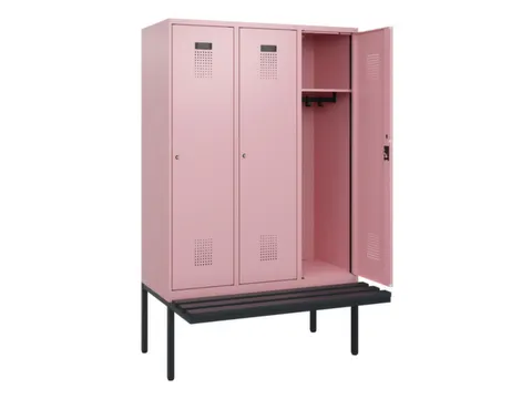 locker met bank,HxBxD 1950x1200x815mm,3vak,vak B 400mm,cilinderslot