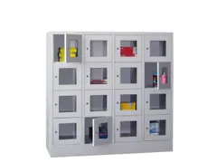 lockerkast,HxBxD 1518x1600x500mm,4x4vakken,RAL7035,front RAL6011