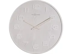 Wandklok Nextime dia. 53 x 3 cm, hout, wit, 'Wood Wood Big'