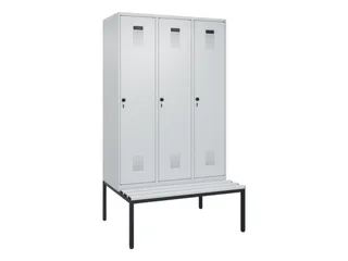 locker met bank,voor scheiding van kleding,HxBxD 2120x1200x815mm,3vak - 2
