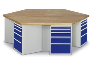 Werkbank 840x2700x2340mm Beukenhouten Plaat 6 Kastblokken 30laden - 1