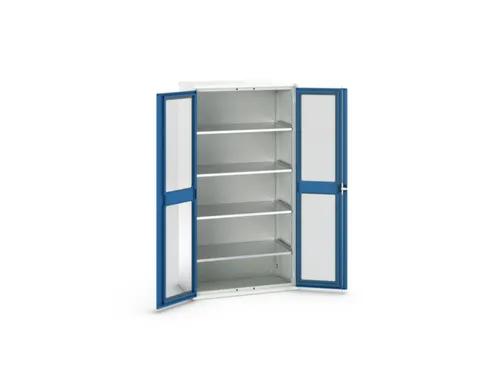 vitrinekast 2000x1050x550mm 4xStalen bodem romp RAL7035 front RAL5010