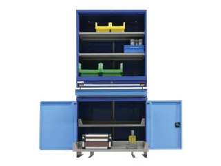 combikast HxBxD 2100x805x695mm 4xbodem 2laden Key lock blauw grijs - 2