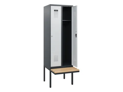 locker met bank,HxBxD 1950x600x815mm,2vak,vak B 300mm,cilinderslot