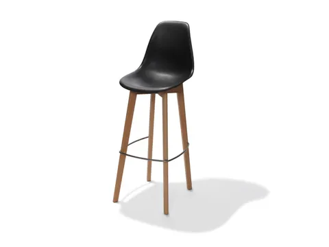 Barkruk Essentials Keeve polypropyleen zitschaal Zwart 4voeten Lichtbr