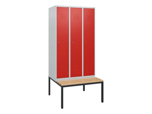 locker met bank,HxBxD 1950x900x815mm,3vak,vak B 300mm,cil.-slot