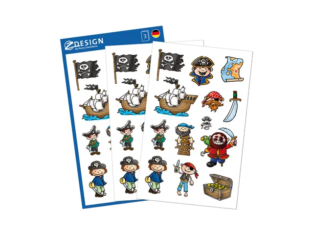 Étiquette en papier Z-design 3 feuilles pirates