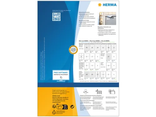 HERMA 4602 Weerbestendige Inkjet-etiketten A4 210x297mm wit 40 stuks