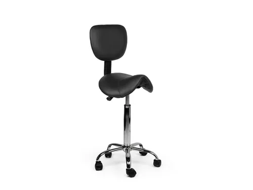 Zadelkruk Office rugleuning medium harde wielen zwart