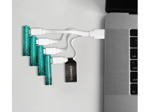 Q-CONNECT USB-C herlaadbare batterijen AAA, blister van 4 stuks