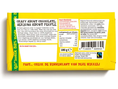 Chocolade Tony's Chocolonely reep 180gr melk noga "Blij met jou"
