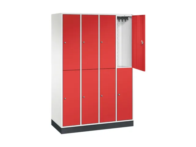 Dubbeldekse garderobekast,HxBxD 1950x1220x500mm,4x2vak.,vak B 260mm