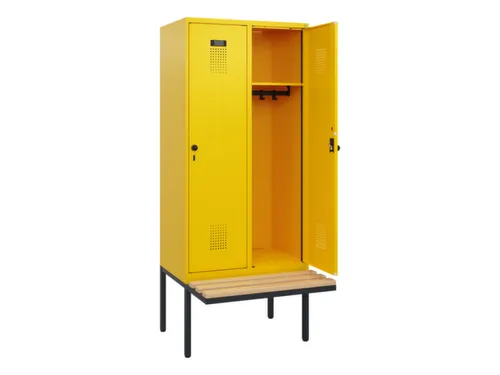 locker met bank,HxBxD 1950x800x815mm,2vak,vak B 400mm,draaigrendel