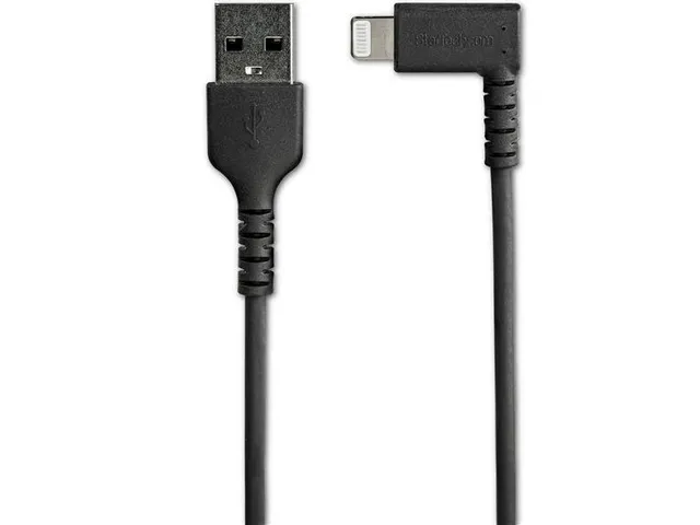 1 Meter Gehoekte Lightning Usb Kabel Apple Zwart Aramide