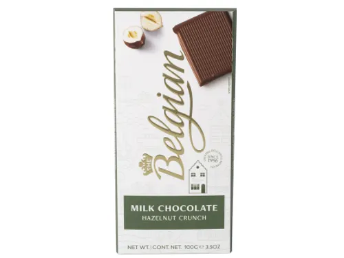 Chocolade The Belgian melk hazelnoot crunch reep 100 gram