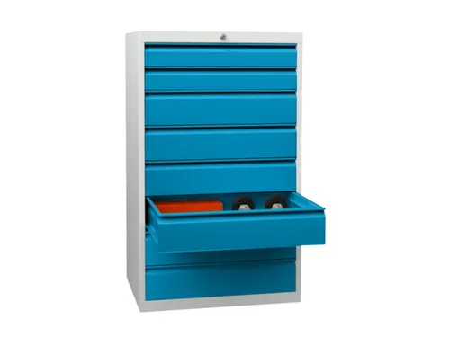 ladekast 1200x500x600mm 8laden cilinderslot RAL7035 front RAL5012