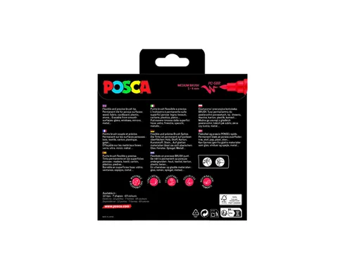 Paintmarker Uni POSCA PC-5BR brushpunt M assorti 8st
