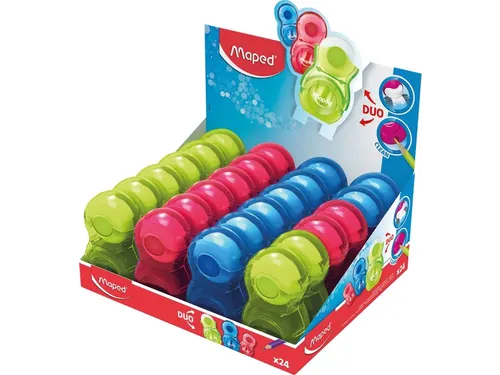 Puntenslijper Maped Loopy 1 gaats met gum display á 24 stuks assorti