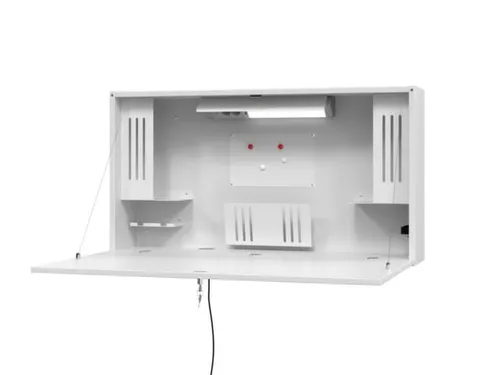 wandbureau,in-/uitklapbaar,HxBxD 650x1200x260mm,blad wit,romp wit