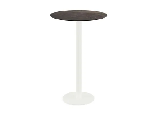 statafel,HxØ 1090x700mm,rond,schotelvoet wit,blad HPL Riverwashed Woo