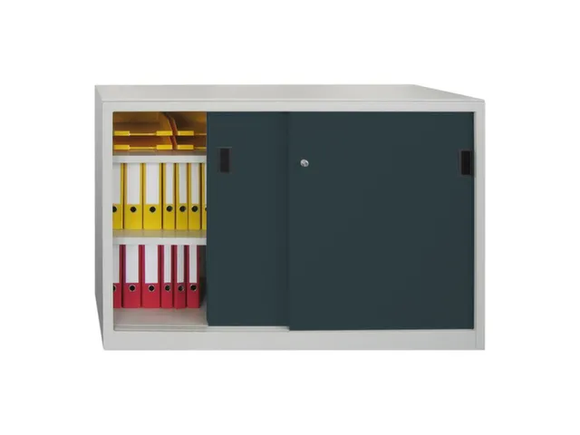 schuifdeurkast,HxBxD 1000x1500x500mm,RAL7035,front RAL7016