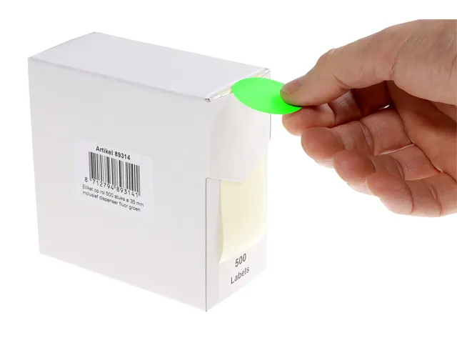 Etiket Rillprint 35mm op rol fluor groen 500 stuks