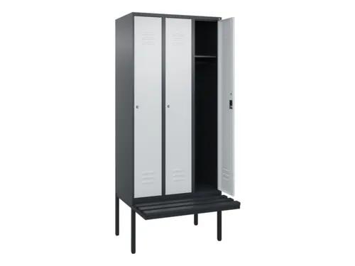 locker met bank,HxBxD 2120x900x815mm,3vak,vak B 300mm,cil.-slot