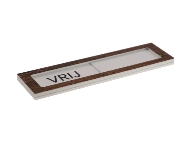 Premium Schuifbord Donker Houtlook Wit Niet Storen 150x40mm