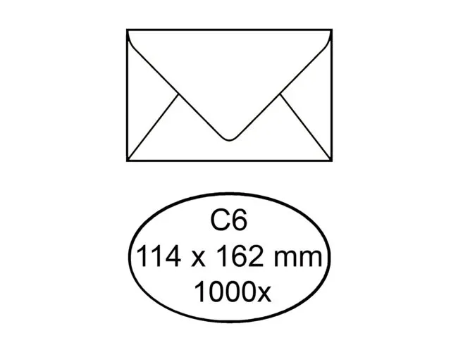 Envelop Bank C6 114x162mm 70gr wit gegomd 1000 stuks