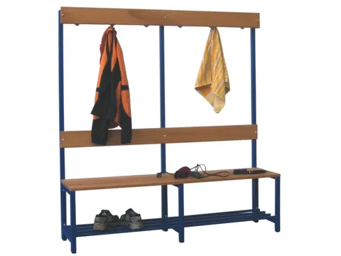 Banc vestiaire LxP 1500x400mm lames bois range-chaussures piètement R