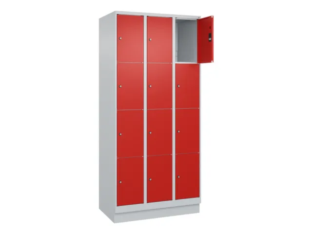 lockerkast,HxBxD 1950x900x500mm,3x4vakken,vak B 300mm,cil.-slot,sokkel