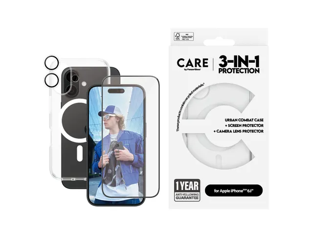 PanzerGlass | CARE by Flagship 3-in-1 Bundle iPhone 16, Apple, A
