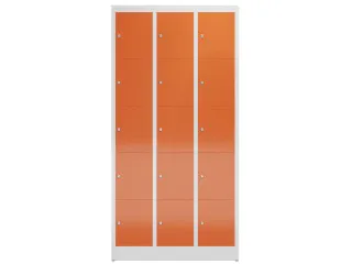 Lockerkast 1800x870x500mm 3x5 vakken cilinderslot, sokkel, RAL3000 - 2