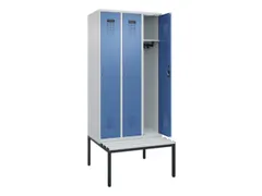 locker met bank,HxBxD 2120x900x815mm,3vak,vak B 300mm,cilinderslot