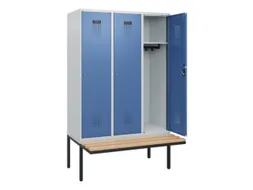locker met bank,HxBxD 1950x1200x815mm,3vak,vak B 400mm,cilinderslot