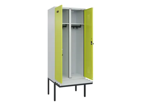 locker met bank,voor scheiding van kleding,HxBxD 2120x800x815mm,2vak