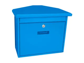 muurbrievenbus,staal,blauw,HxBxD 345x392x205mm,inworp boven - 1