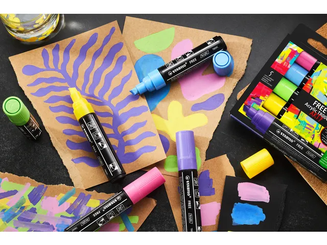 Acrylmarker STABILO Free Acrylic T800C karmijnrood 2-10mm